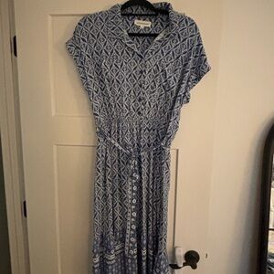 Lucky Brand Blue and White Maxi Dress